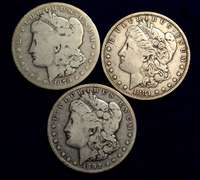 Trio of New Orleans Morgan Dollars, 1879, 1881, 1892