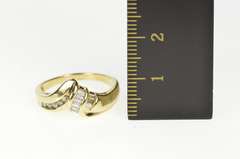 10K Yellow Gold Wavy Baguette & Round Diamond Statement Ring