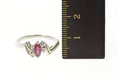 14K White Gold Marquise Ruby Diamond Accent Bypass Ring
