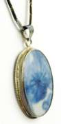 Antique Chinese Porcelain Sterling Pendant & Chain