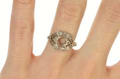 18K White Gold Art Deco Ornate Diamond Engagement Setting Ring