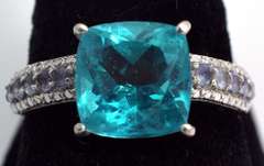 Sterling Silver Two Tone Crystal Cocktail Ring