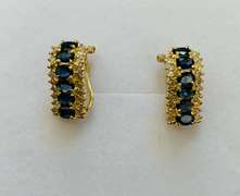 14kt Gold Sapphire & Diamond Earrings