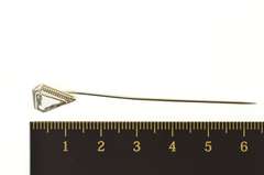 14K White Gold Art Deco Triangle Blue Topaz Ornate Stick Pin