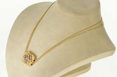 14K Yellow Gold Antique Diamond Scroll Slide Bracelet Charm/Pendant