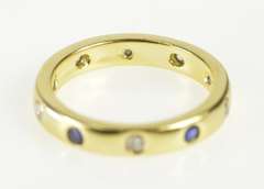 18K Yellow Gold 3.3mm Sapphire Diamond Flush Wedding Band Ring