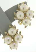 Glowing Pearl and Diamond Yellow Gold Earrings