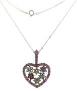 Sterling Sterling Gemstone Floral Heart Necklace