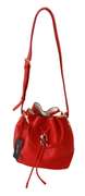 DOLCE & GABBANA  Red Drawstring Bucket Women Shoulder Borse Leather Bag