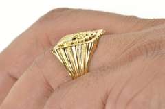 18K Yellow Gold Men's Stag Heraldic Coat of Arms Statement Ring