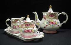 Tray, Sugar Creamer and Tea Pot 4 pcs