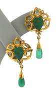 22kt Rose Cut Diamond & Emerald Diamond Earrings