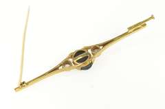 18K Yellow Gold Victorian Oval Bloodstone Diamond Bar Pin/Brooch