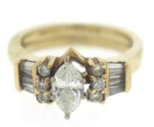 Vintage 14kt Yellow Gold Marquise Diamond Wedding Set