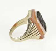 14K White Gold Carved Knight Two Face Cameo Statement Ring