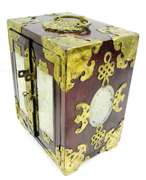 Chinese Rosewood & Jade Jewelry Box Chest