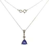 Fabulous Trillion Tanzanite & Diamond Cluster Necklace
