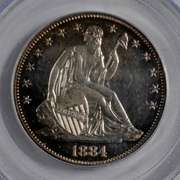 1884 PR 63 Cameo CAC Stickered Seated Half