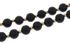 Black Onyx and Gold Beaded Necklace