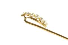 14K Yellow Gold Victorian Seed Pearl Crescent Moon Pin/Brooch
