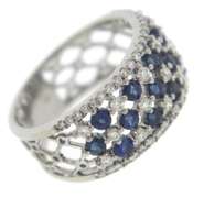 Gorgeous Sapphire & Diamond Open Wide Band