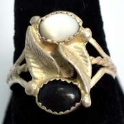 Sterling Silver Black and White Enamel  Ring