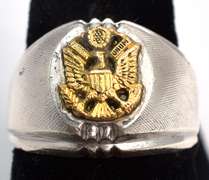 Sterling Silver with Vermeil Eagle Men's Ring