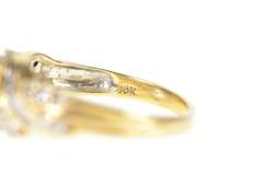 10K Yellow Gold Wavy Baguette Round Diamond Statement Band Ring
