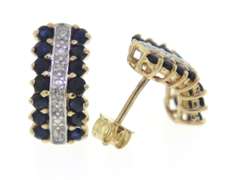 Lovely Sapphire and Diamond 3 Row Earrings