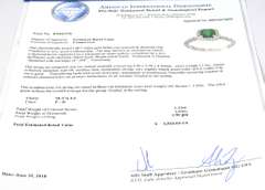 14K White Gold Emerald & Diamond Ring