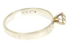 10K White Gold Retro Diamond Solitaire Cross Accent Promise Ring