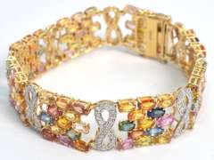 14K Multi-Color Sapphire & Diamond Bracelet