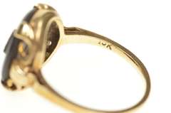 10K Yellow Gold 1960's Black Onyx Oval Diamond Cocktail Ring
