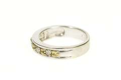 14K White Gold Two Tone Diamond Leaf Pattern Wedding Band Ring