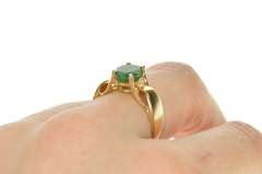 14K Yellow Gold 1.33 Ct Natural Oval Emerald Ornate Statement Ring