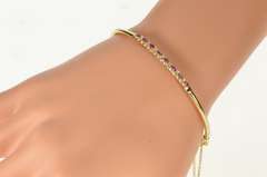10K Yellow Gold Ruby Diamond Inset Retro Oval Bangle Bracelet