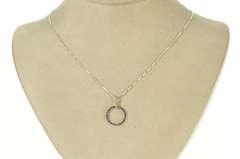 10K White Gold Sapphire Diamond Encrusted Ring Circle Drop Pendant