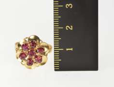 18K Yellow Gold Flower Cluster Rhodolite Cocktail Statement Ring