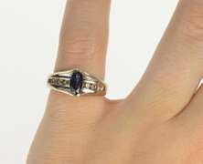 14K Yellow Gold 0.85 Ctw Marquise Sapphire Diamond Engagement Ring