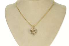 10K Yellow Gold 0.68 Ctw Baguette Diamond Curvy Heart Love Pendant