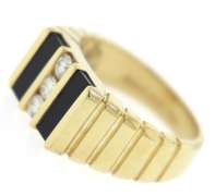 Gent's Black Onyx and Diamond Ring