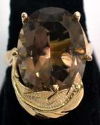 Gigantic Smokey Quartz Ring in 14KT Yellow Gold