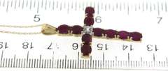 Charming Yellow Gold Ruby and Diamond Cross Necklace