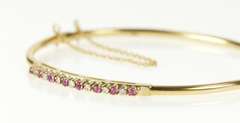 10K Yellow Gold Ruby Diamond Inset Retro Oval Bangle Bracelet