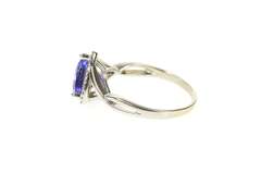 14K White Gold Trillion Iolite Diamond Halo Engagement Ring