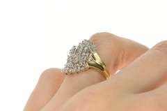 10K Yellow Gold Diamond Encrusted Cluster Statement Ring
