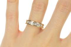 14K Yellow Gold 1.17 Ctw Princess Diamond Wedding Band Ring