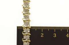 10K Yellow Gold 0.99 Ctw Diamond Cluster Wavy Link Tennis Bracelet