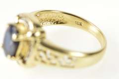 10K Yellow Gold 1.15 Ctw Sapphire Diamond Halo Engagement Ring