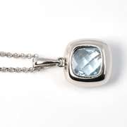 Sweet Blue Topaz & Diamond Necklace in 14K WG